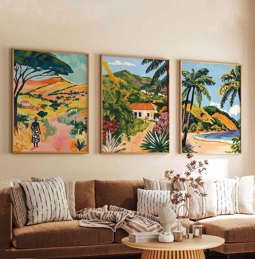 Set of 3 Zimbabwe Posters, African Travel Prints, Zimbabwe Wall