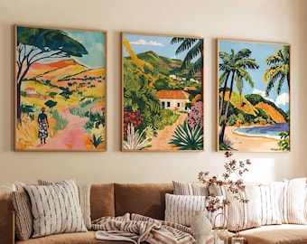 Set of 3 Zimbabwe Posters, African Travel Prints, Zimbabwe Wall
