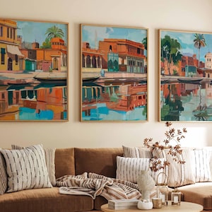 Set of 3 Faisalabad Posters, Pakistan Travel Prints, Faisalabad Travel Art, Islamic Wall Art, Islamic Travel Posters, Muslim Travel Print
