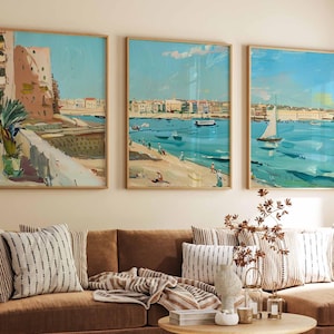Set of 3 Alexandria Posters, Egypt Travel Prints, Vintage City Wall Art Set, Alexandria Egypt Decor, Coastal Travel Poster Set