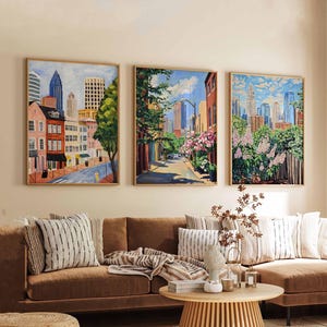 Set of 3 Charlotte North Carolina Posters, Travel Posters Set, Charlotte Prints, North Carolina Wall Art, Charlotte City Decor