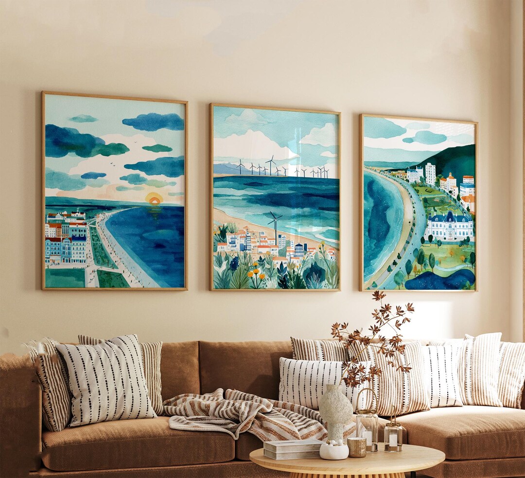 Set of 3 Rhyl Posters, Welsh Coastal Wall Art, Seaside Print Set, Beach ...