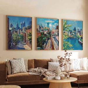Set of 3 Philadelphia Posters, USA Wall Art Prints, Philadelphia Travel Poster Set, Philly Skyline Prints, Historic City Decor Posters