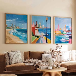 Set of 3 Chicago Illinois Posters, Travel Posters Set, Chicago Prints, Illinois Wall Art, Chicago City Decor, Chicago Skyline Print