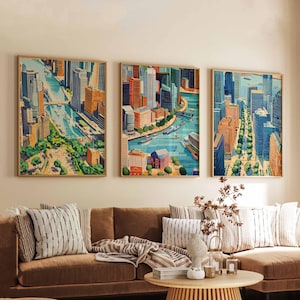 Set of 3 Canary Posters, London Prints, Canary Wharf Poster Set, City Skyline Travel Art, Modern London Wall Prints, Decor Gift Set