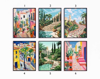 Spain Poster Sets, Spanish Travel Print Set, Floral Prints, European Art, Folk Art Poster, Gallery Wall Art, Travel Gift, A1/A2/A3/A4