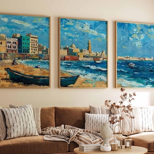 Set of 3 Alexandria Posters, Egypt Travel Prints, Vintage City Wall Art Set, Alexandria Egypt Decor, Coastal Travel Poster Set