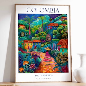 Colombia Print, Colombia Travel Poster, South America Travel Art, Tropical Decor, Botanical Art, South American Wall Art, Colombian Gift