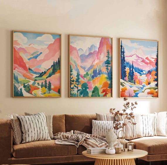 Set of 3 Yosemite Posters, Yosemite Prints, National Park Travel Set, California Wall Art, Yosemite Decor, Outdoor Landscape