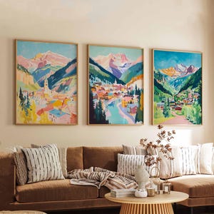 Set of 3 Telluride Posters, Colorado Travel Prints, Ski Town Wall Art Sets, Mountain Landscape Poster Prints for Home Decor