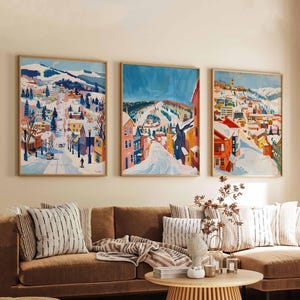 3er-Set Park City Poster, Utah Reisedrucke, Park City Wandkunst-Sets, Dekorposter des Skiortes, Berglandschaftsdrucke