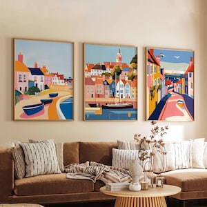 Set of 3 Aldeburgh Posters, UK Seaside Prints, Suffolk Wall Art Sets, Coastal Town Poster Prints, Beach Decor Gift