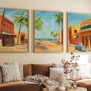 Set of 3 Karachi Posters, Pakistan Travel Prints, Karachi Travel Art, Islamic Wall Art, Islamic Travel Posters, Muslim Gift, Pakistani Decor