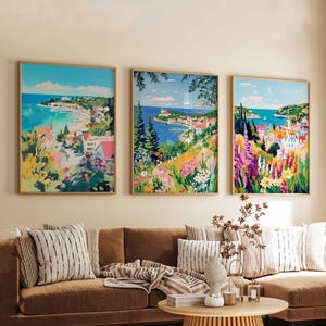 Set of 3 Mackinac Island Posters, Michigan USA Travel Prints, Coastal Wall Art Sets, Scenic Landscape Poster Decor, Island Print Gift