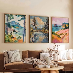 3er Set Oregon Poster, USA Reisedrucke, Oregon Wandkunstsets, Naturlandschaftsposter, Malerischer Zustand Kunstdrucke für Wohnkultur