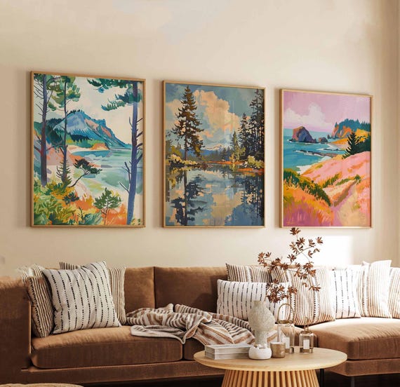 Set of 3 Oregon Posters, USA Travel Prints, Oregon Wall Art Sets, Nature Landscape Posters, Scenic State Art Prints for Home Decor
