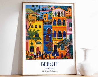 Stampa di Beirut, Poster di viaggio di Beirut, Stampa di viaggio in Medio Oriente, Decorazione islamica, Regalo per musulmani, Arte del Libano, Poster del Libano, Viaggio in Libano