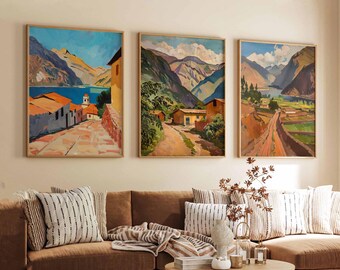 Conjunto de 3 pôsteres do Peru, impressões de viagens do Peru, arte de parede do Peru, conjunto de impressões do Peru, decoração do Peru, pôsteres da natureza do Peru, arte de aventura do Peru