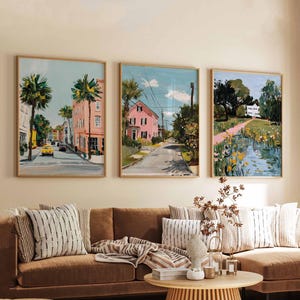 Set of 3 South Carolina Posters, USA Travel Prints, Coastal Wall Art Sets, Charleston Decor Posters, Southern Landscape Print Set