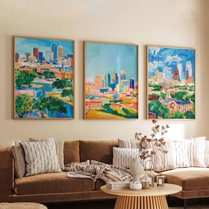 Set of 3 Fort Worth Texas Posters, Travel Prints Set, Fort Worth Wall Art, Fort Worth City Decor, Fort Worth Print Set, Texas Poster Gift