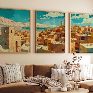 Set of 3 Syria Posters, Vintage Syrian Street Art Prints, Islamic Art, Folk Art Poster, Arabic Indian Art, Muslim Gift, Wall Print