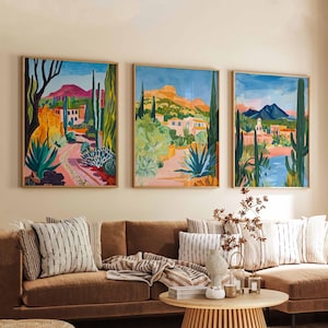 Set of 3 Tucson Posters, Tucson Arizona Prints, Tucson Travel Poster Set, Arizona Desert Wall Art Decor, Tucson Landscape Print Set