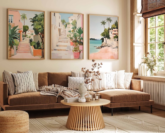 Set of 3 Mallorca Spain Posters, Mallorca Travel Prints, Spanish Travel Art, Floral Wall Art, Spain Art Poster, Tropical Floral Art