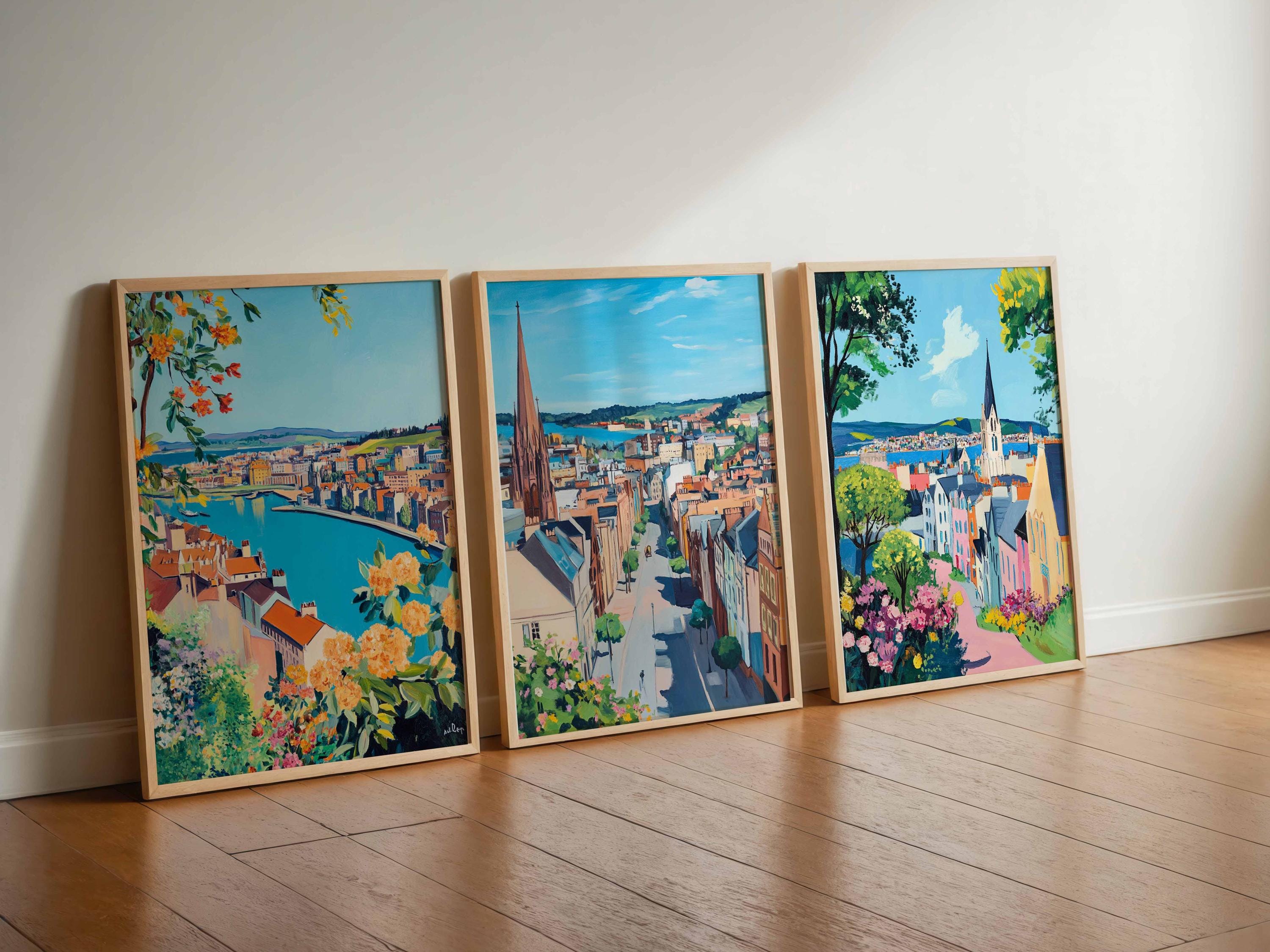 Set of 3 Derry Posters, Northern Ireland Travel Prints, City Wall Art ...