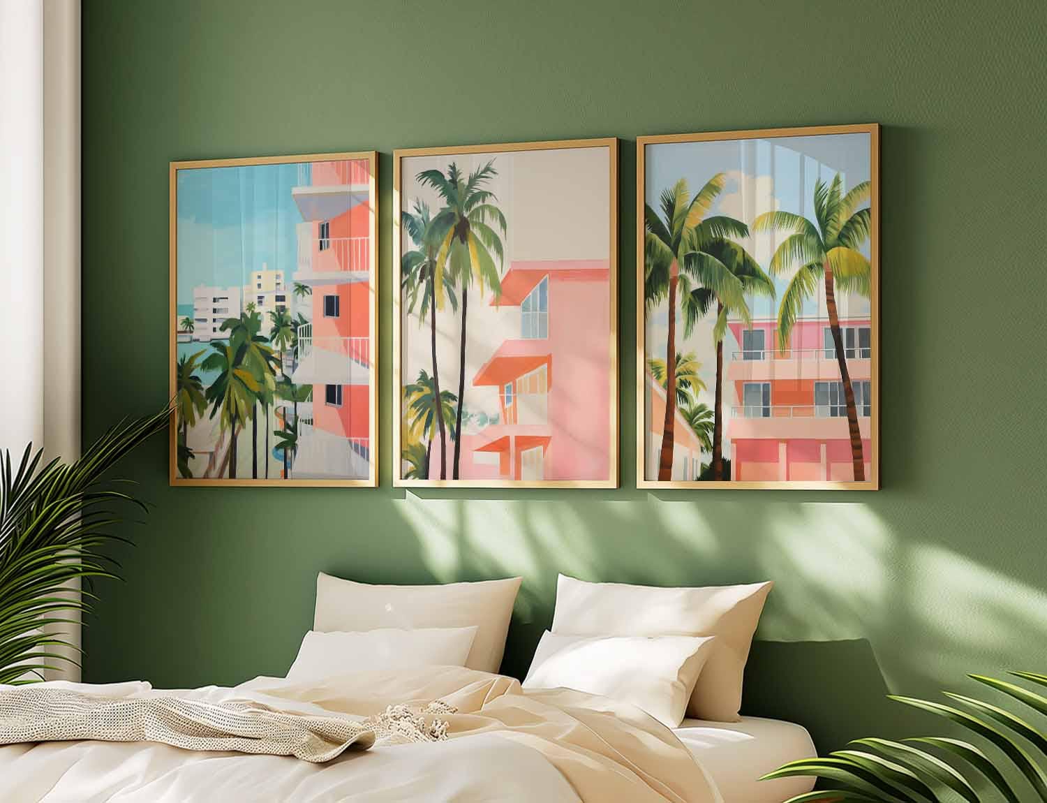 Miami Tree Posters Examples Set of 3 Miami Posters, Florida City, USA Travel Prints, Retro Miami ...