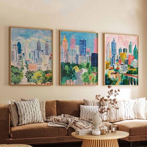 Set van 3 Atlanta Georgia posters, reisposters set, Atlanta Prints, Georgia Wall Art, Atlanta City Decor, Atlanta Skyline Print