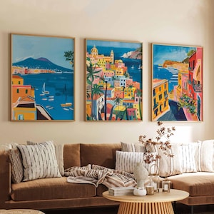 Set of 3 Napoli Posters, Napoli Italy Prints, Naples Wall Art Set, Italian City Posters, Italy Travel Prints, Europe Decor, Travel Gift