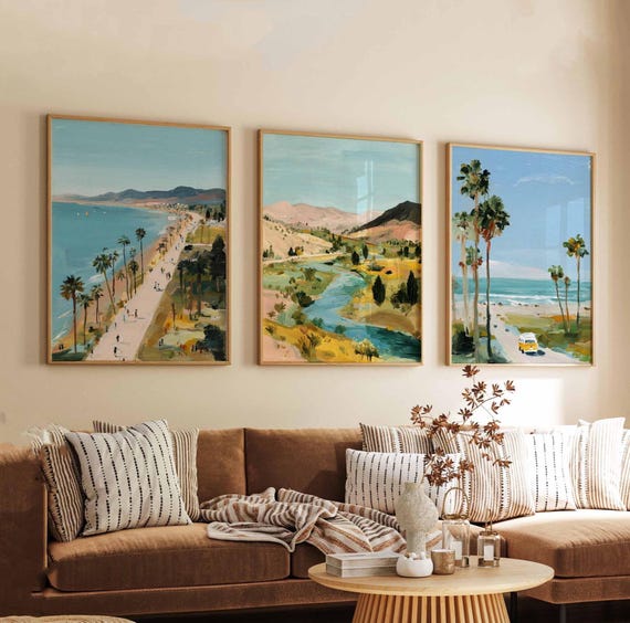 Set of 3 California Posters, USA Wall Art Prints, California Travel Poster Set, Coastal Landscape Prints, Nature Adventure Posters