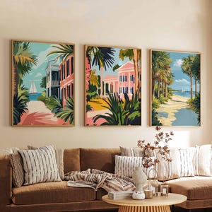 Set of 3 South Carolina Posters, USA Travel Prints, Coastal Wall Art Sets, Charleston Decor Posters, Southern Landscape Print Set