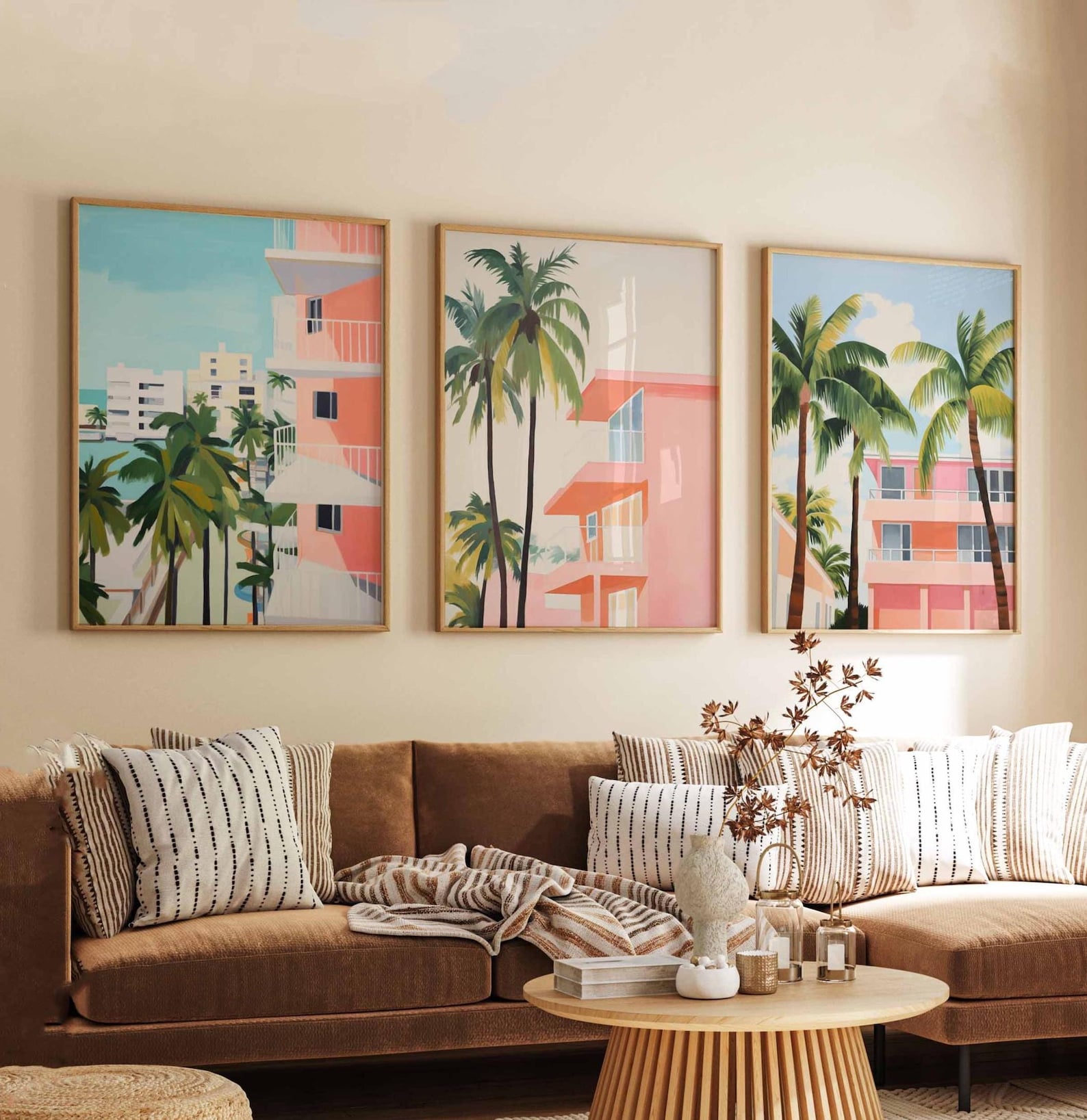Miami Tree Posters Examples Set of 3 Miami Posters, Florida City, USA Travel Prints, Retro Miami ...