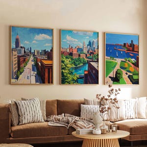 Set of 3 Cleveland Ohio Posters, Travel Posters Set, Cleveland Prints, Ohio Wall Art, Cleveland City Decor, Cleveland Skyline Print