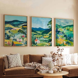 Set of 3 Vermont Posters, USA Travel Prints, Fall Landscape Wall Art Sets, Nature Scenery Poster Prints for Home Decor