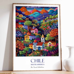Chile Poster, Chile Travel Print, South American Travel Art, Tropical Decor, Floral Art, South American Decor, Latin Wall Art, Chile Gift