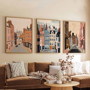 Set of 3 Shoreditch Posters, London Travel Prints, Urban Art Wall Decor Set, Trendy Street Scene Poster Prints, Modern Gift Idea