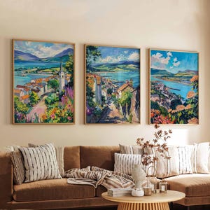 3er Set Carlingford Poster, Irland Reisedruck, Küstenwandkunst, irisches Dorfposter-Set, Malerische Landschaftsdekoration, Geschenk für Zuhause