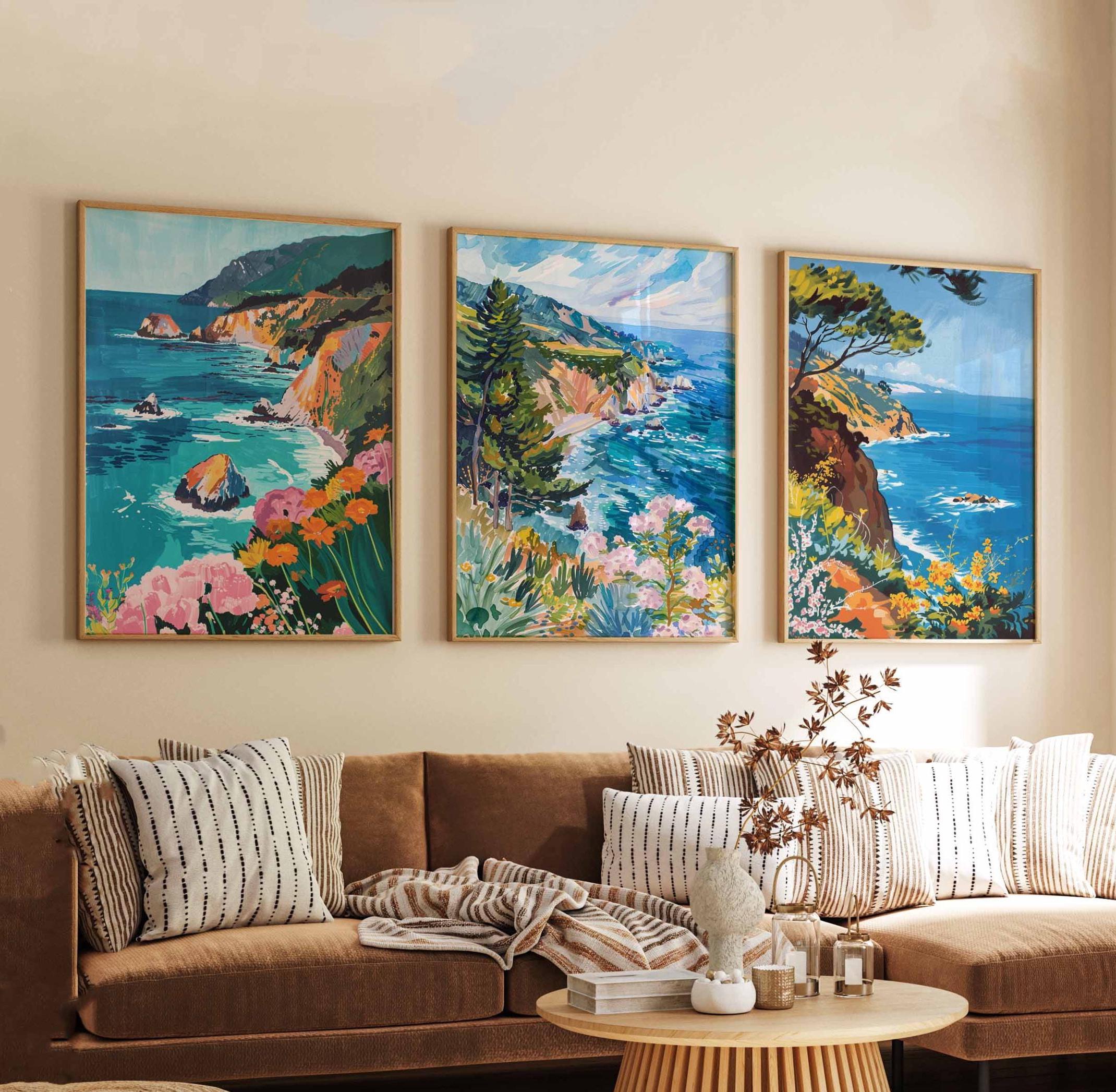 Set of 3 Big Sur Posters, California Wall Art Prints, Big Sur