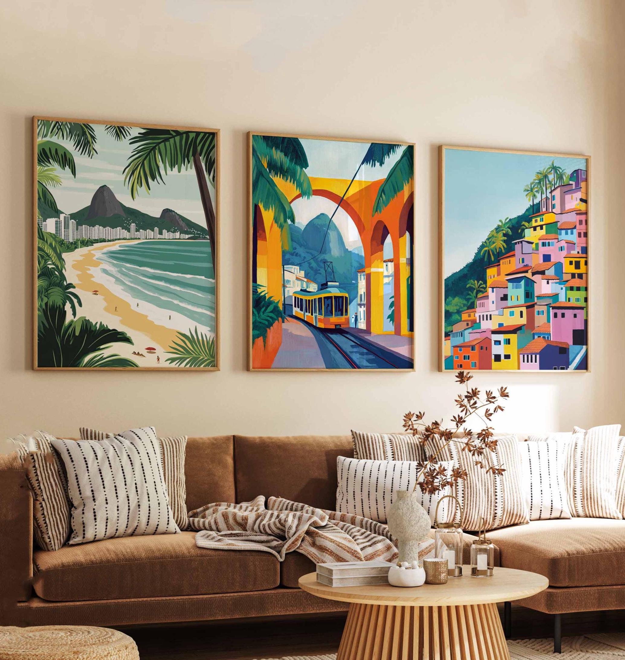 Set of 3 Rio De Janeiro Posters, Brazil Travel Prints, Brazilian
