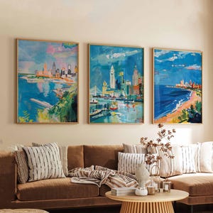 Set of 3 Cleveland Ohio Posters, Travel Posters Set, Cleveland Prints, Ohio Wall Art, Cleveland City Decor, Cleveland Skyline Print