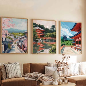 Set of 3 Kyoto Posters, Kyoto Japan Prints, Kyoto Wall Art Set, Japanese Travel Posters, Japan Art Prints, Kyoto Decor, Japan Travel Gift