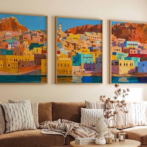 Set of 3 Yemen Posters, Yemen Travel Prints, Yemen Wall Art Set, Vintage Yemen Posters, Middle Eastern Decor Prints, Sanaa Poster Set