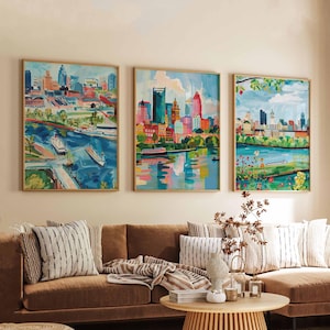 Set of 3 Columbus Ohio Posters, Travel Posters Set, Columbus Prints, Ohio Wall Art, Columbus City Decor, Columbus Skyline Print