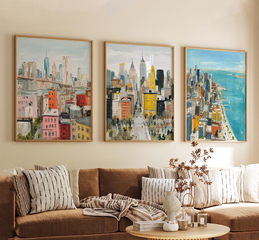 New York City Poster Set of 3 City Travel Wall Art Usa Manhattan ...