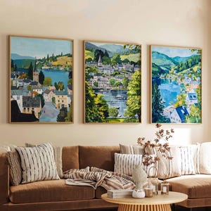 Set of 3 Ambleside Lake District Travel Poster, England Wall Art, Scenic Print, Ambleside Print, Lake District Decor, Travel Art