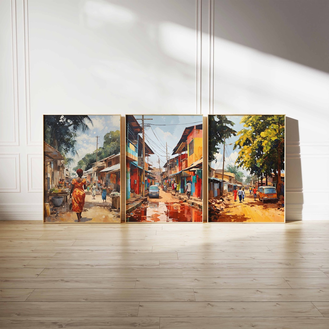 Set of 3 Ghana Posters, Vintage African Aesthetic Prints, Ghanaian