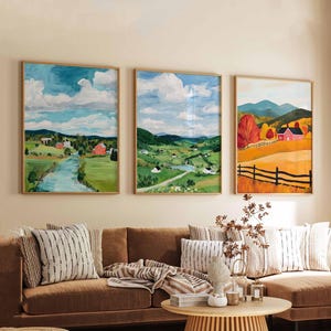 Set of 3 Vermont Posters, USA Travel Prints, Fall Landscape Wall Art Sets, Nature Scenery Poster Prints for Home Decor