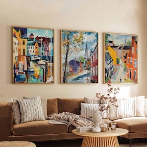 Set di 3 poster di Gloucester, stampe di viaggi in Inghilterra, set di poster di città del Regno Unito, stampe murali di Gloucester, stampe di cattedrali storiche, decorazioni per le Cotswolds